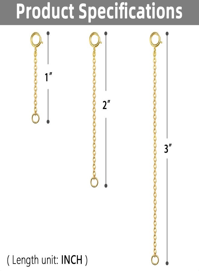 VANBARIS Gold Necklace Extenders 14k Extender Chain 925 Sterling Silver Extension Bracelet Chain Extenders for Necklaces 3 Pcs (1 2 3 Inch)(Gold) - Image 3
